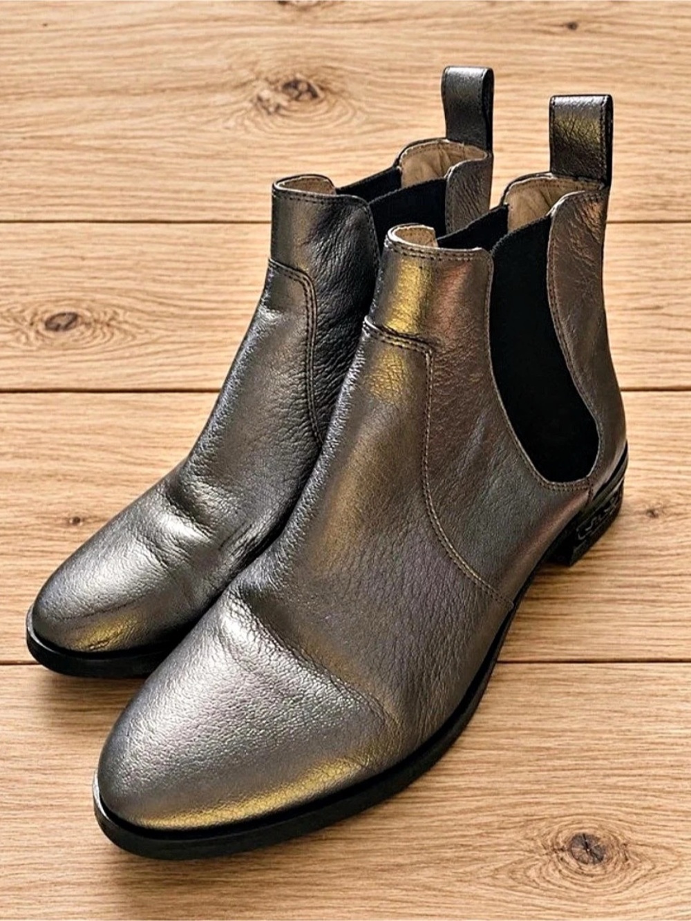 Karl lagerfled Gray Leather-Look Ankle Boots